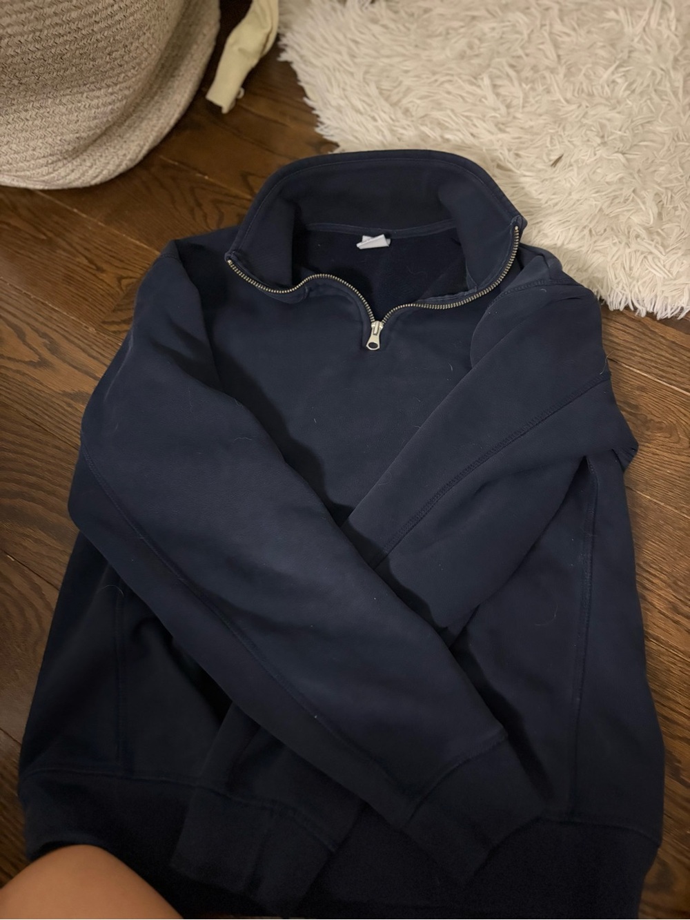Zara Men's Dark Navy Quarter-Zip Jacket